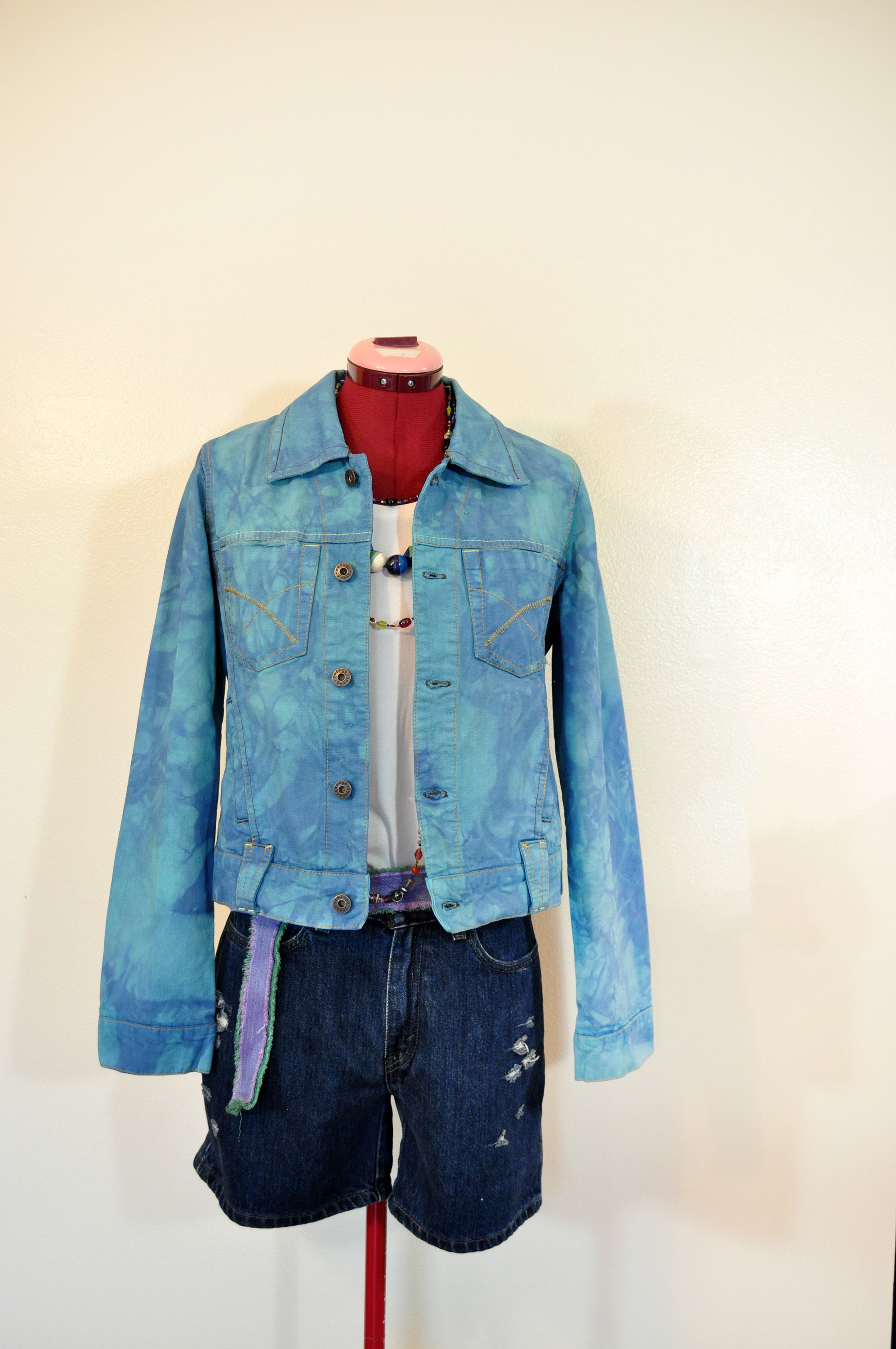 Aqua Jrs. Medium Denim JACKET Aqua Teal 