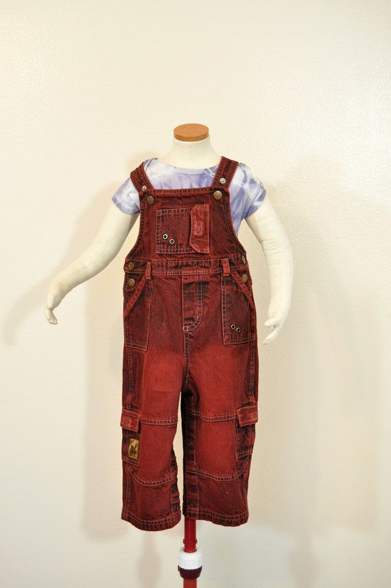Red Kid 18 Mo. Bib OVERALL Pants - Scarlet Dyed Up