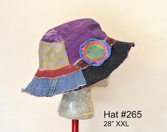 Dyed Upcycled Denim Adult XXL Extra Large 28" Oversized Bucket HAT #265 - 272