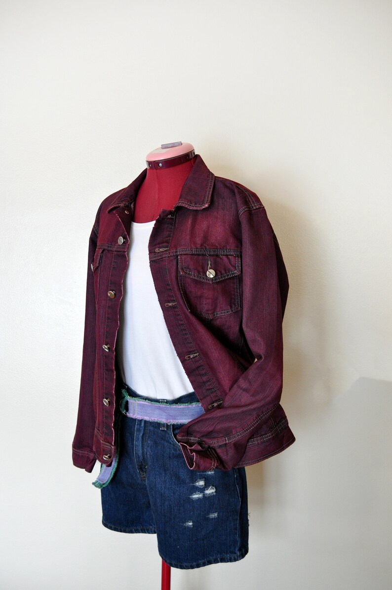 wine red denim jacket
