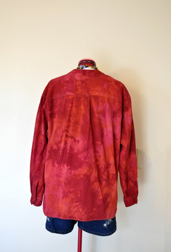Red Large Cotton Jacket - Orange Cherry Red Dyed … - image 7