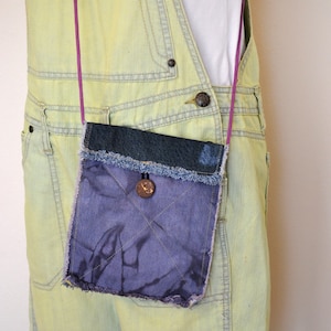 Gefärbte Denim Tasche HANDTASCHE - Hand Made Urban Upcycled Schwarz Grün Gefärbte Denim Geldbörse Over the Shulter Mini Bag Tote 65