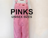 CUSTOM DYED Unisex Pink Bib Overall Pants - Fuchsia Dyed