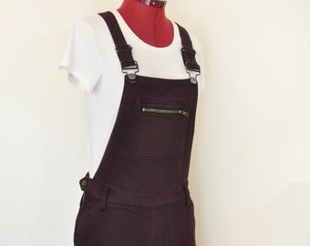 Wine Dyed Womens Extra Small Upcycled Forever21 Denim Bib OVERALL Pants (30W x 32L)