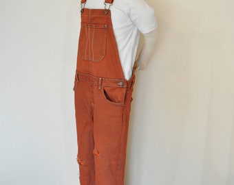 Orange Kid 14 Large Bib OVERALL Pants - Orange Dyed NEW OshKosh Denim Overalls - Teen Girls Size 14 Large (32W x 27L)