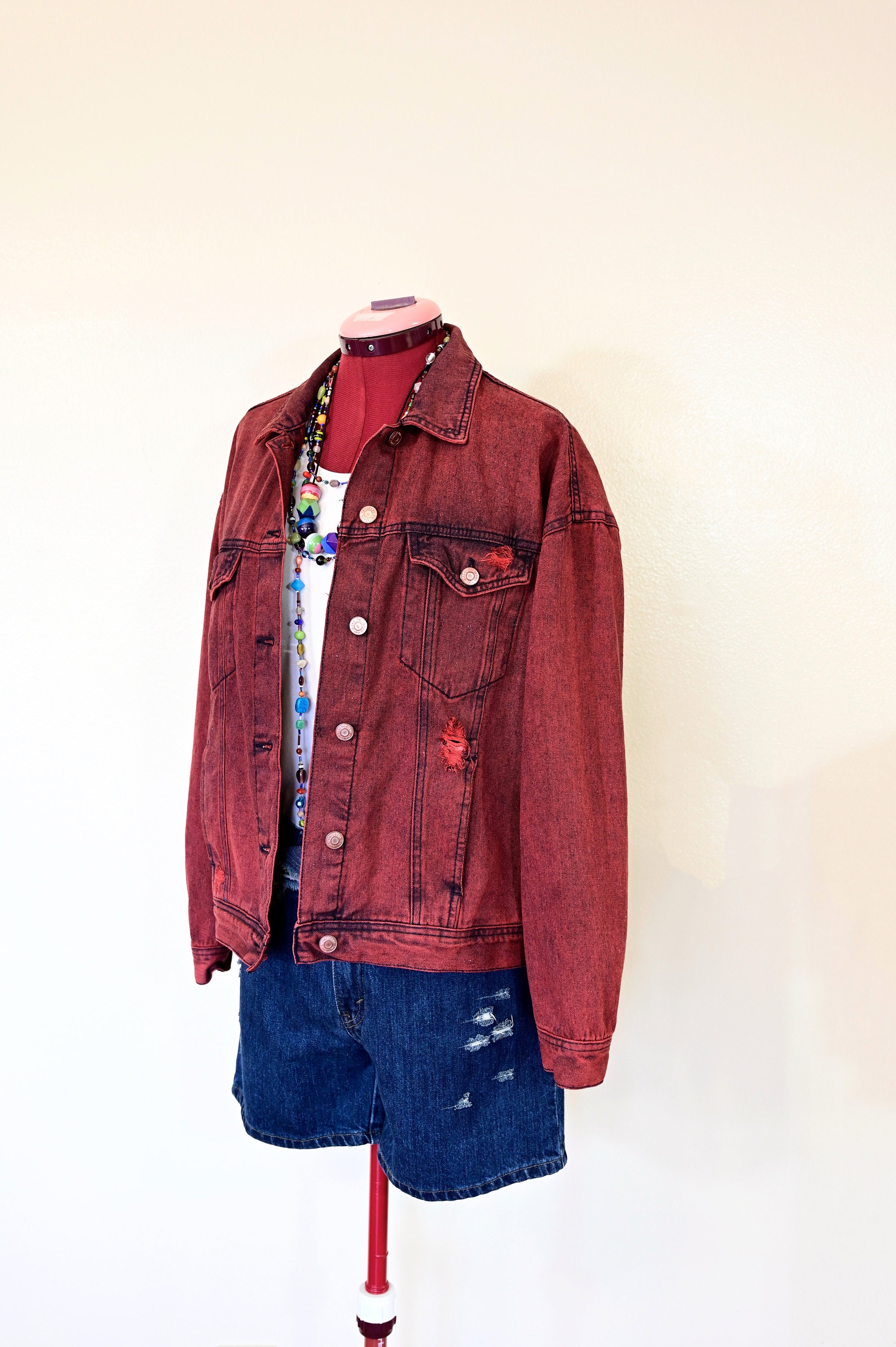 MATSUFUJI Embroidery Red Ear DenimJacke MATSUFUJI