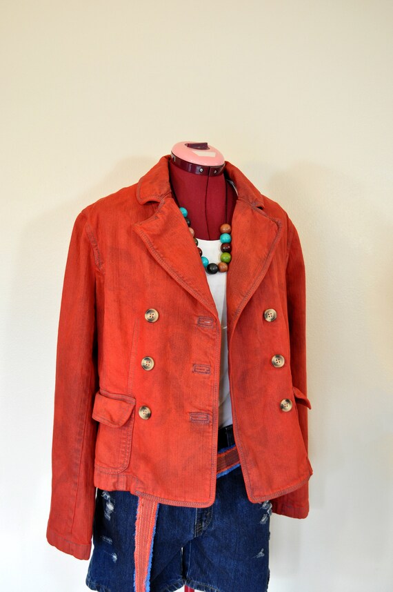Red Small Jean JACKET Scarlet Crimson 