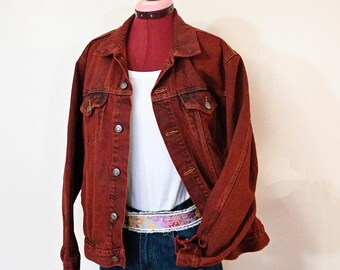 Vintage Levis Trucker Denim Jacket Burgundy Silver Tab Size XL - Etsy
