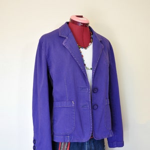 Purple Dyed Womens 12 Medium Upcycled Talbots Denim Blazer JACKET (42" chest)