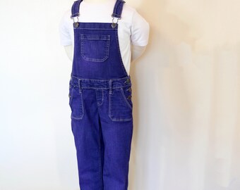 Purple Dyed Kids 10 Large Upcycled SO Denim Bib OVERALL Pants (26W x 23L)