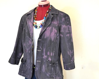 Lila meliert gefärbt Damen Medium Upcycled Allison Brittany Denim Blazer JACKE (40 "Brust)