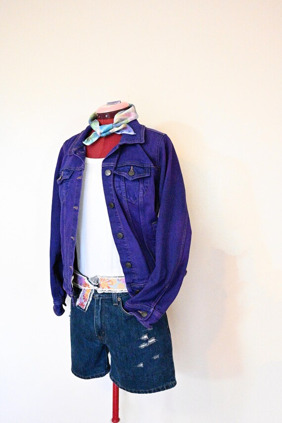 Purple Dyed Womens Medium Upcycled Old Navy Denim Trucker JACKET