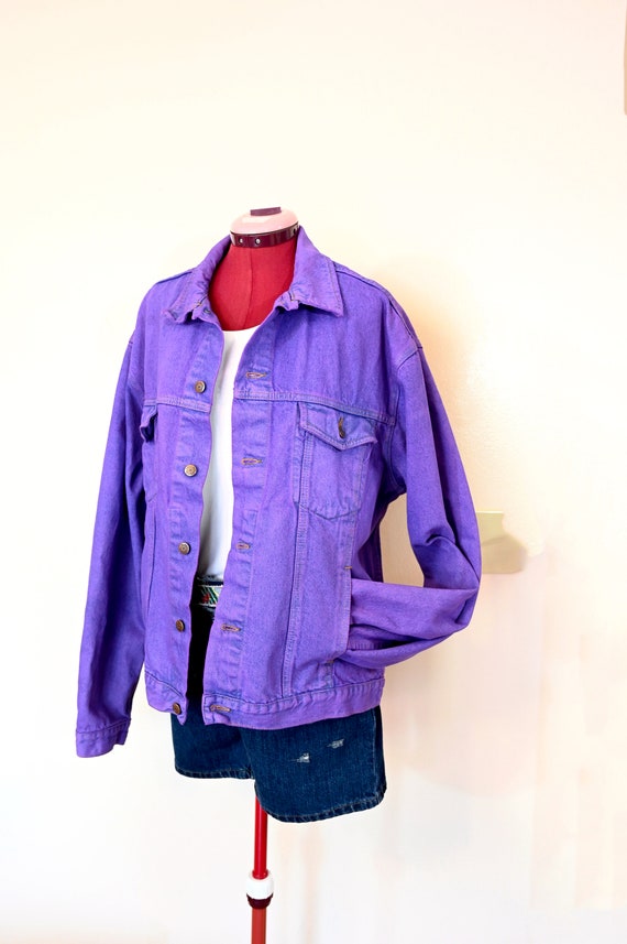 Violet Mens Large Denim JACKET - Purple Solid Dye… - image 2