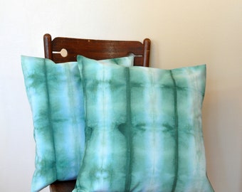 Green Dyed PILLOW COVER Square Sham Envelope Style Dyed Shibori SQUARE Pattern Tie Dye Home Decor Design - 18" x 18" Pillow Cover #47