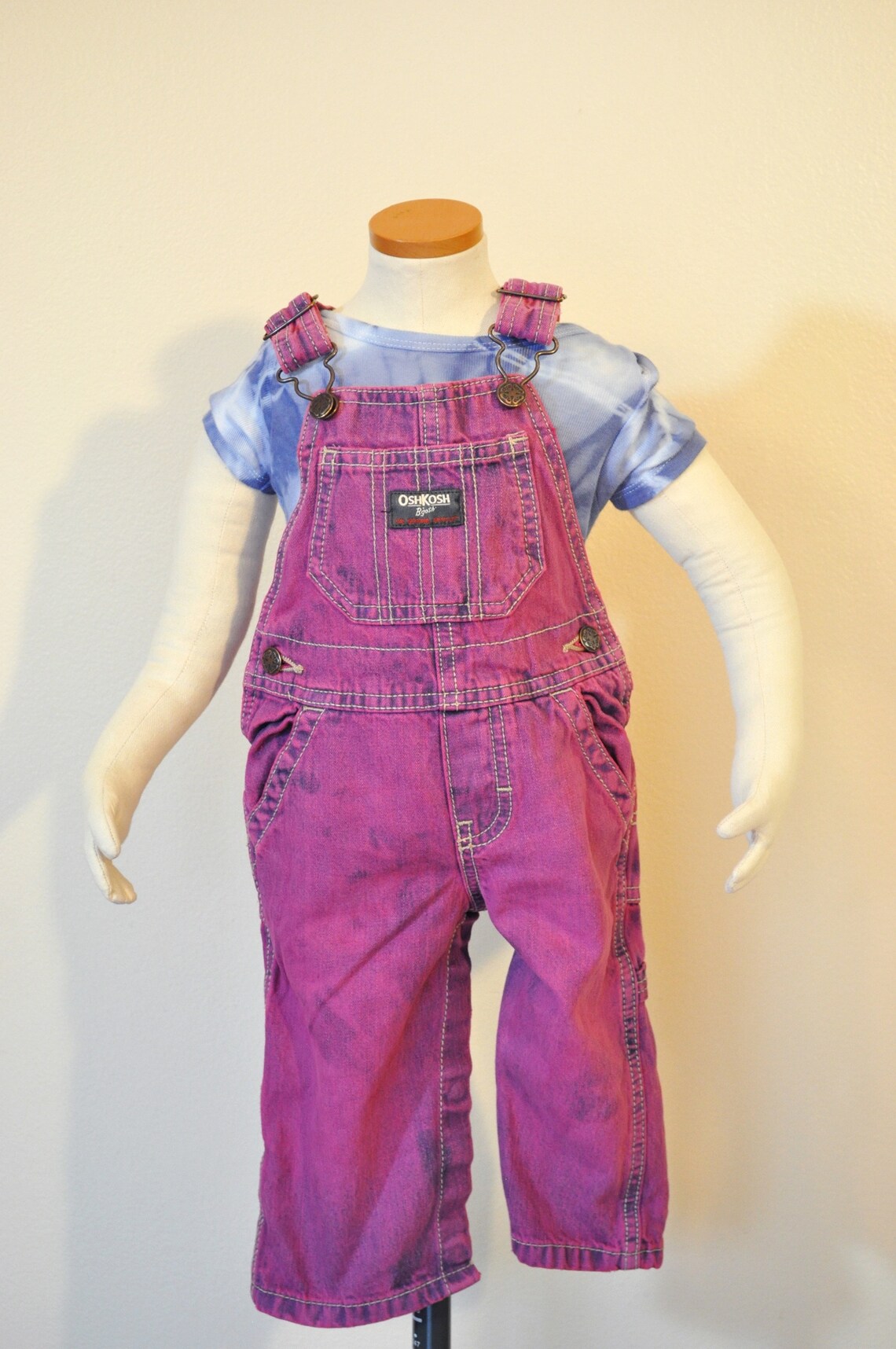 Magenta Pink Kid 9 Mo. Bib OVERALL Pants Hot Pink Dyed | Etsy