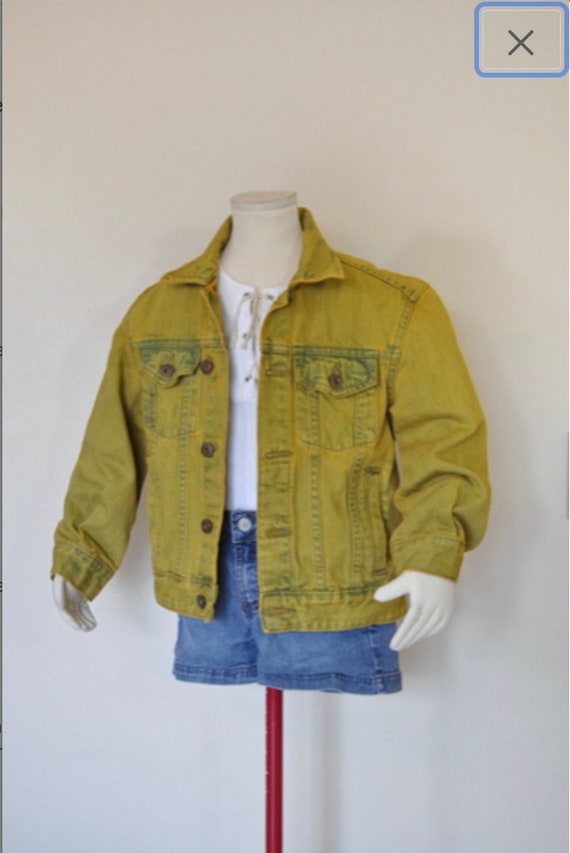 Yellow Boys 5/6 Small Denim JACKET - Gold Dyed Up… - image 6