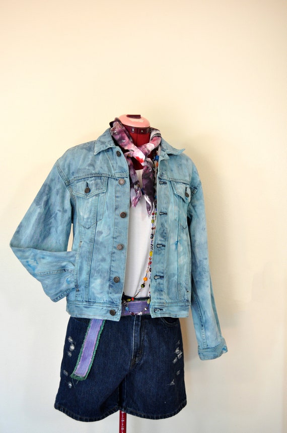 Aqua Blue Kids XXL Denim JACKET Light Blue Dye Upcycled Gap Denim Trucker Jacket Child Teen Kids Boys Youth Extra Large 38 Chest Etsy