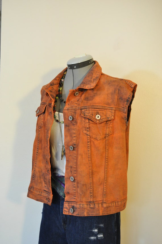 denim orange jacket