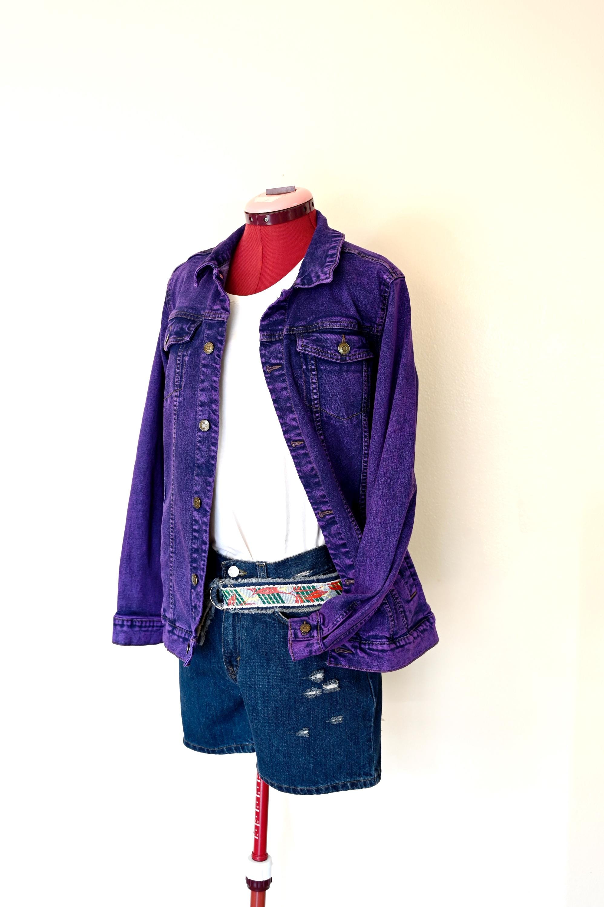 Violet Dyed Adult Mens Small Upcycled Wonder Nation Denim Trucker
