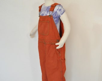 Orange Kids 5T Bib OVERALL Pants - Orange Red Dyed NEW Wrangler Cotton Overalls - Childs Baby Toddler Size 5 Year  (26" W x 18" L)
