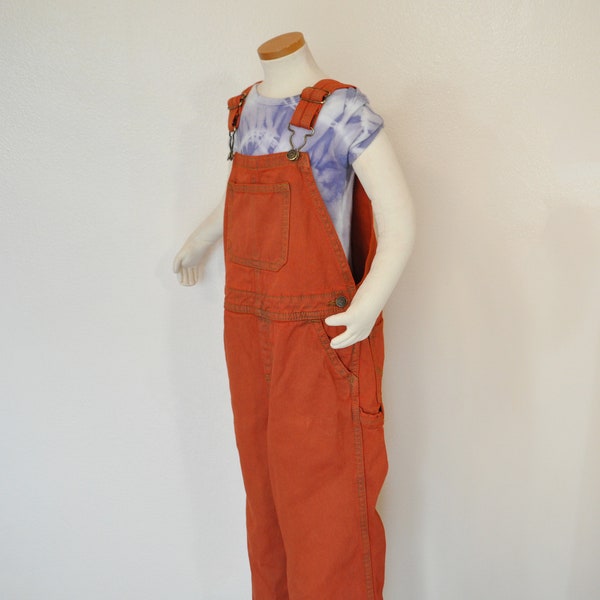 Orange Kids 5T Bib OVERALL Pants - Orange Red Dyed NEW Wrangler Cotton Overalls - Childs Baby Toddler Size 5 Year  (26" W x 18" L)