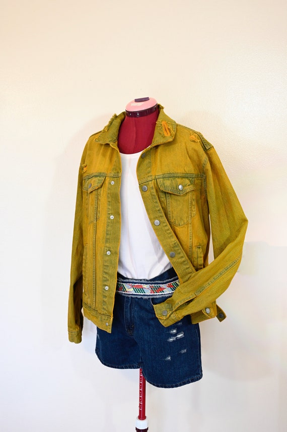 Gold Mens Medium Denim JACKET - Rustic Yellow Dyed