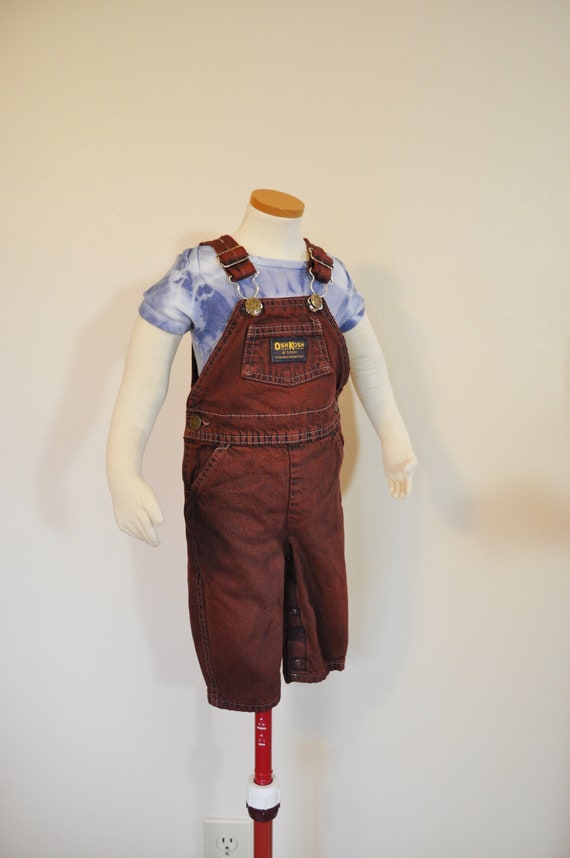 Brown Kid 6-9 Mo. Bib OVERALLS - Brown Brick Red … - image 3