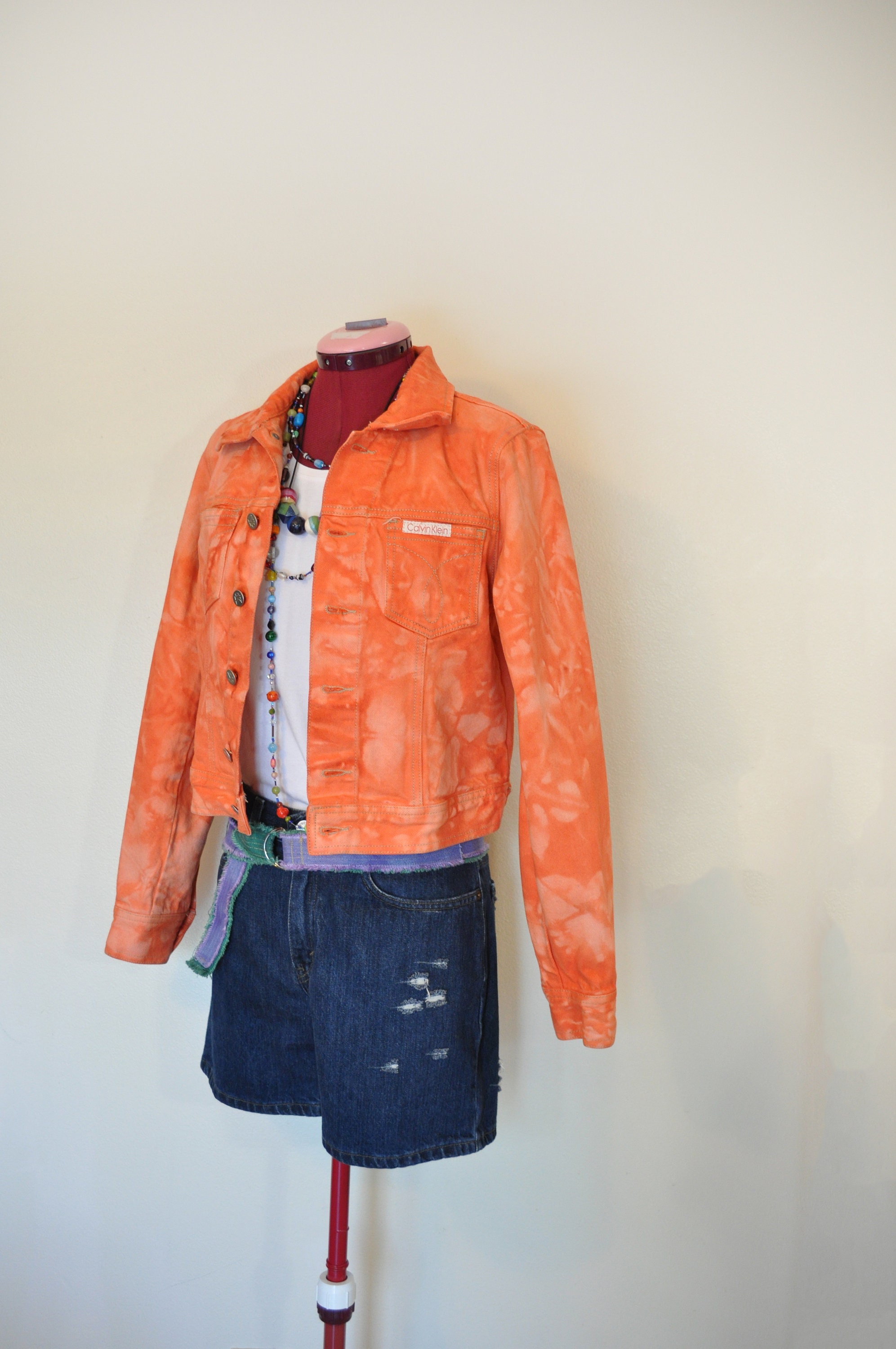 Orange Boys Medium Denim JACKET - Tangerine Dyed Upcycled