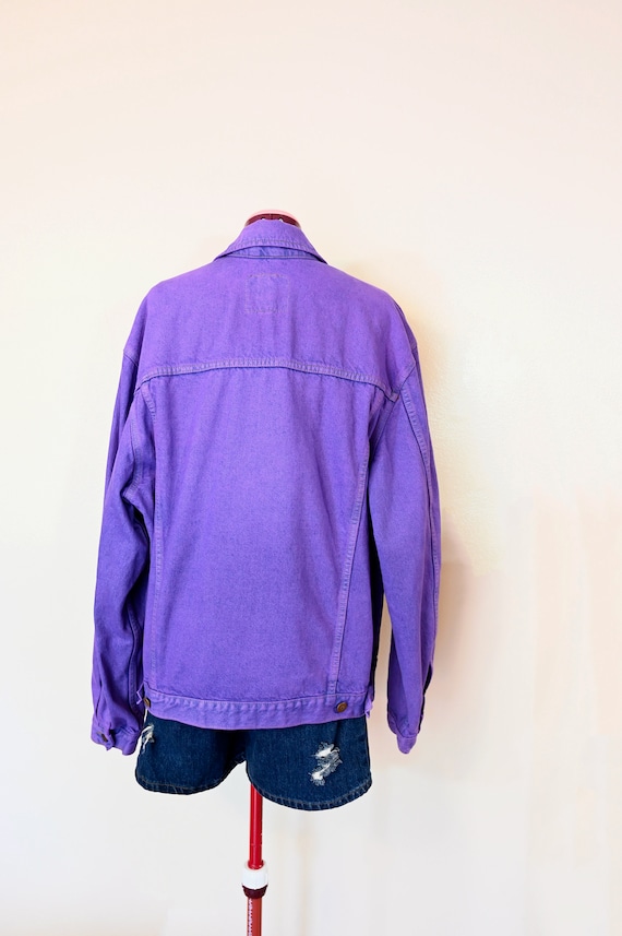 Violet Mens Large Denim JACKET - Purple Solid Dye… - image 7