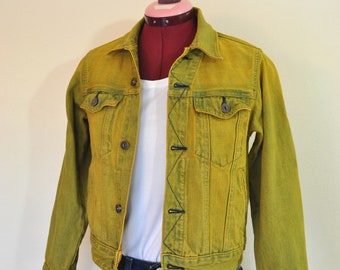 Gold Boys 10 Large Denim JACKET - Saffron Gold Dyed Upcycled Vintage Gap Denim Trucker Jacket - Child Kids Boys Size 10 Large (34" chest)