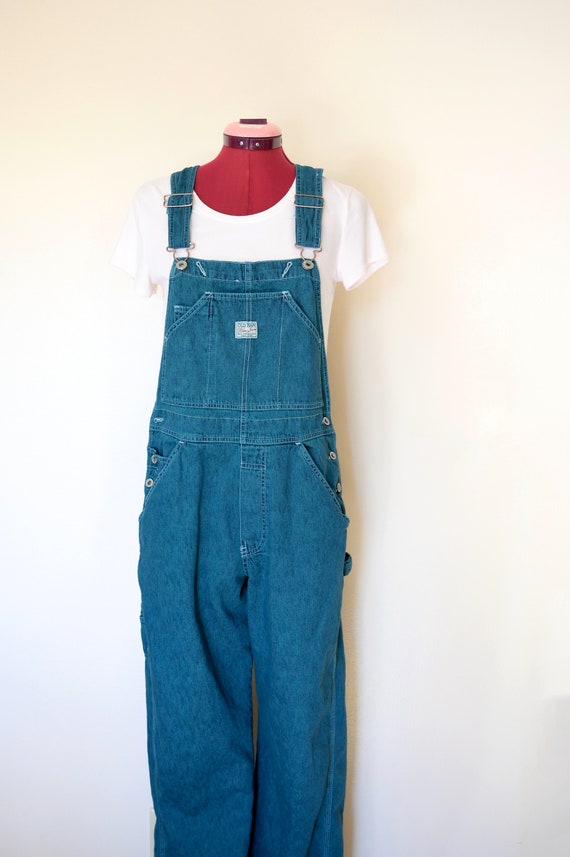 Teal Medium Bib OVERALL Pants -Turquoise Green Dy… - image 2