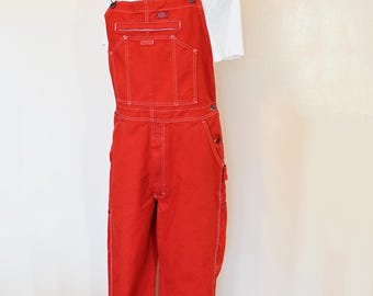 Red Dyed Mens Medium NEW Dickies Painters Bib OVERALL Pants (36W x 32L)