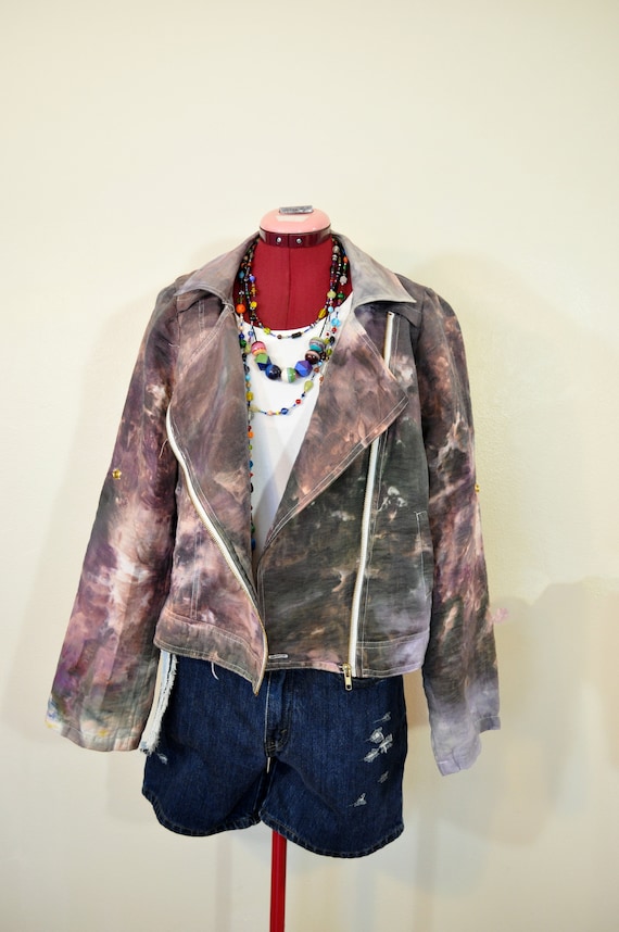 Linen biker cheap jacket womens