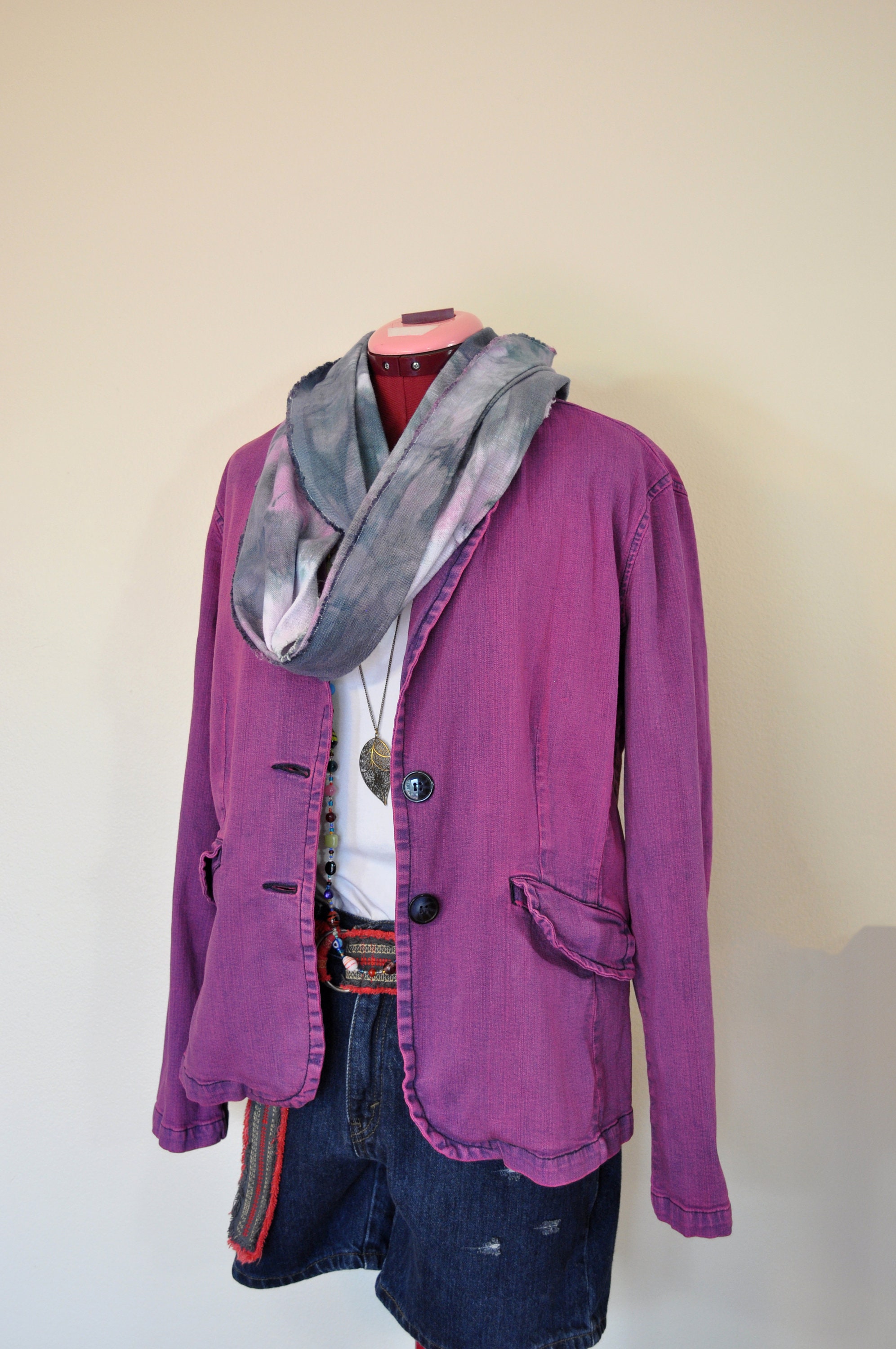 cherry red denim jacket