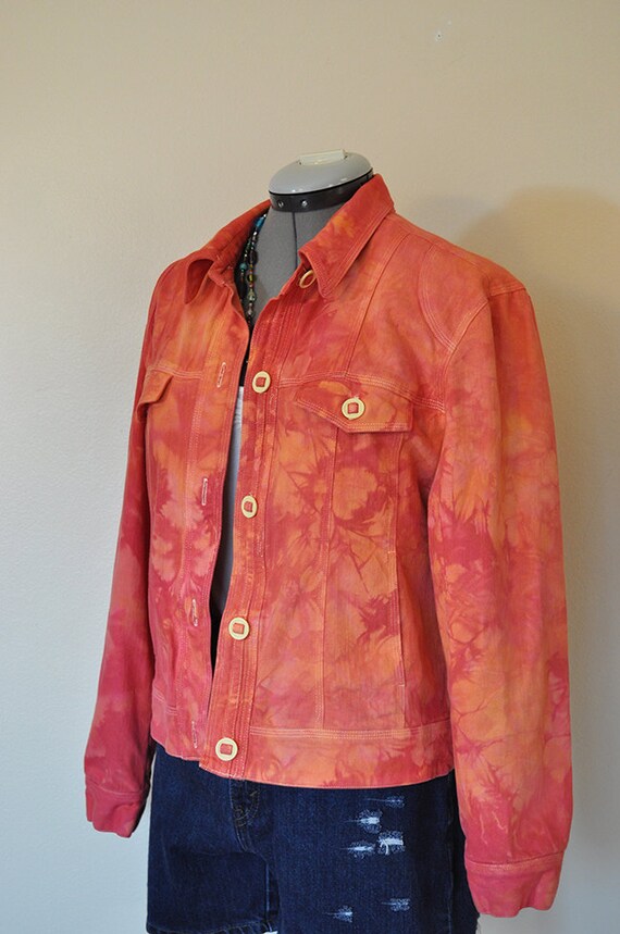 cherry red denim jacket