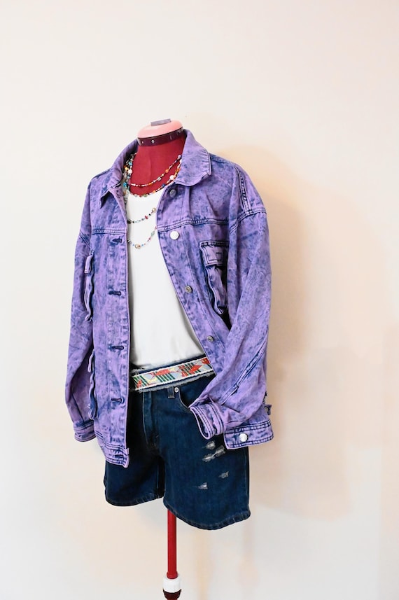 Purple Womens Medium Cotton JACKET - Lilac Lavender Dyed Upcycled