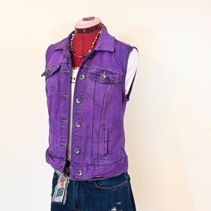 Violet Womens XS Denim VEST - Deep Purple Dyed Upcycled Merona