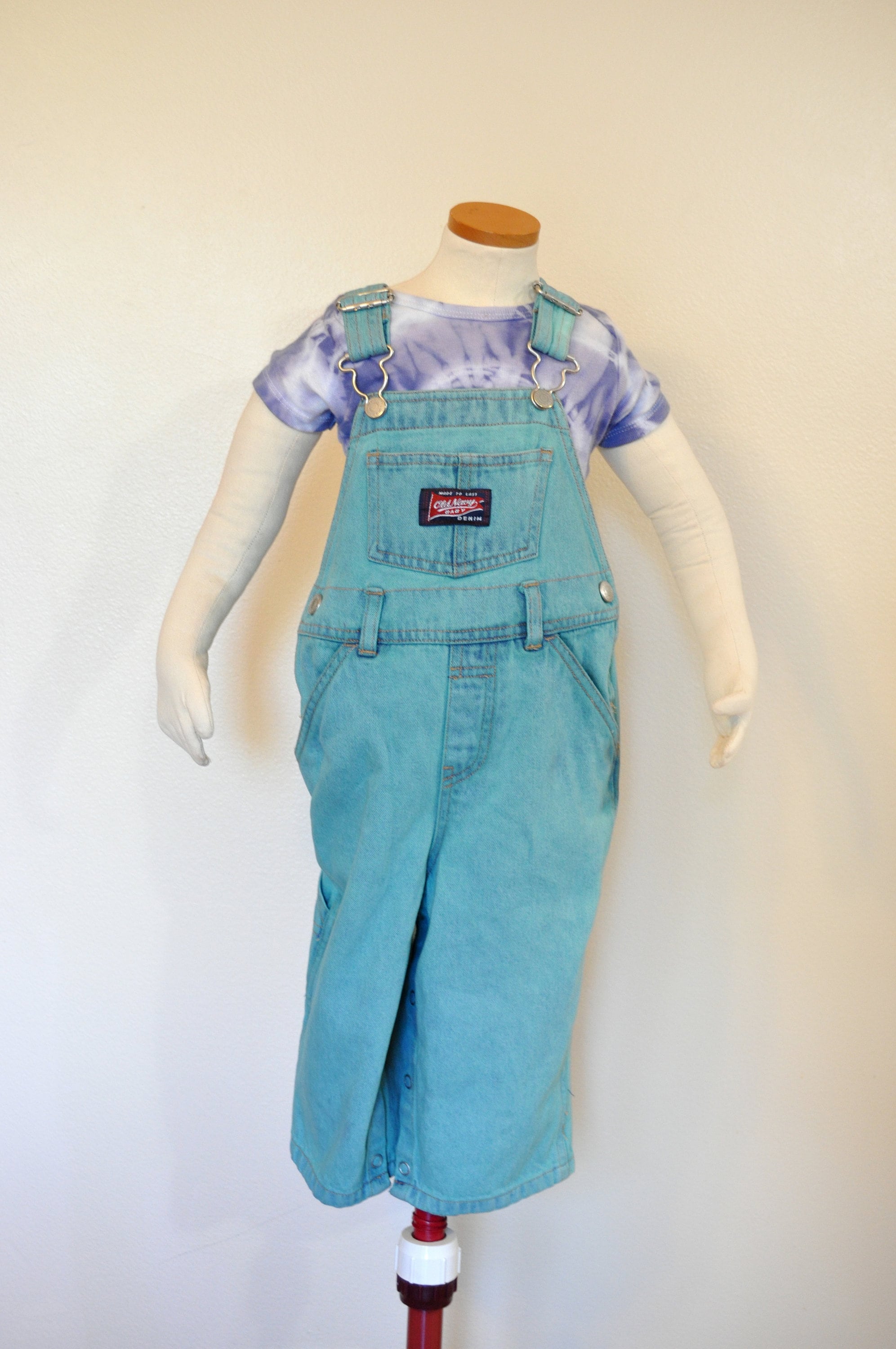 Celadon Kid 12-18 Mo Bib OVERALLS - Mint Dyed Vintage Baby