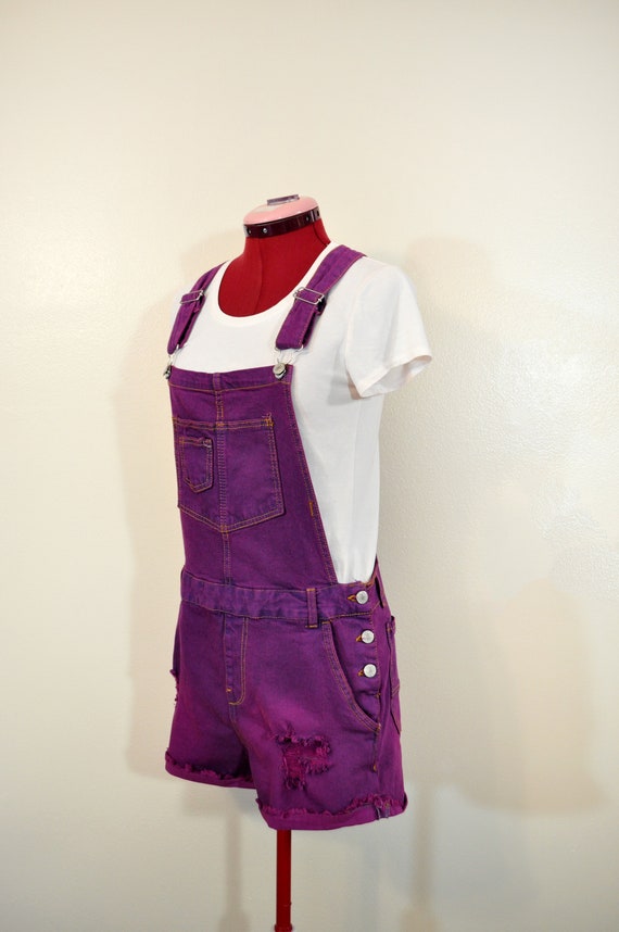 Red Violet Jrs. Medium Bib OVERALL Shorts - Raspb… - image 3