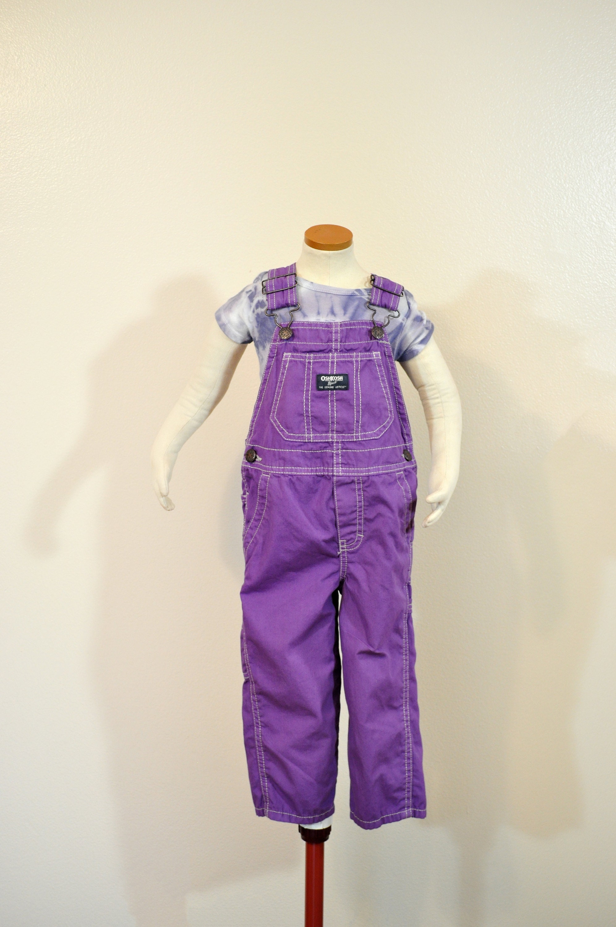 Purple Dyed Kids 2T NEW Oshkosh Cotton Bib OVERALL Pants (24W X