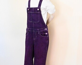 Purple Dyed Kids 6/7 Medium Upcycled Old Navy Bib OVERALL Pants (26W x 20L)