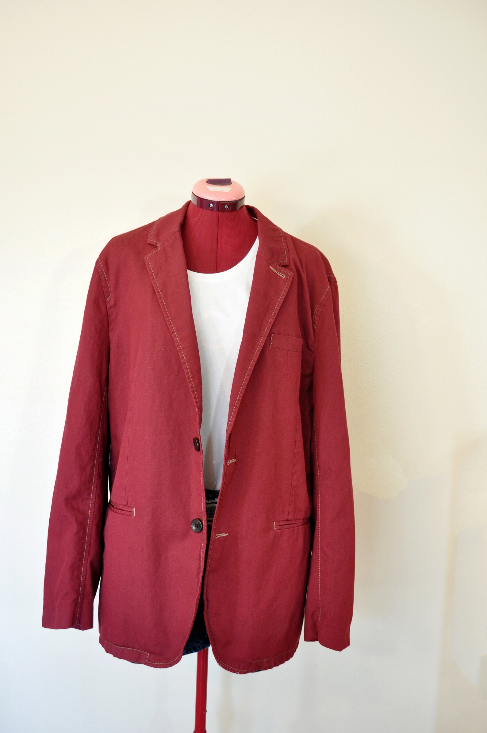 Wine Mens Large Cotton JACKET Cherry Red Wine Dyed Upcycled Etsy