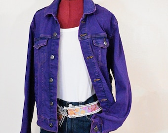 Violet Men's XL Denim JACKET - Purple Dyed Upcycled Brooklyn Denim