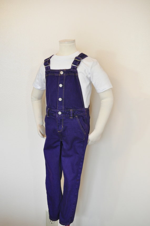 Purple Kids 5 Year Bib OVERALLS - Violet Dyed Upcy