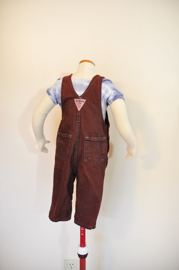 Brown Kid 6-9 Mo. Bib OVERALLS - Brown Brick Red … - image 5