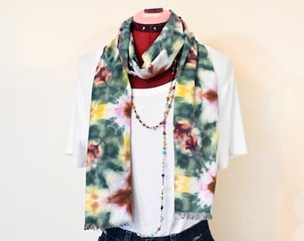 Green Wine Shibori Ice Dyed Long Skinny Cotton Belt, Head or Neck SCARF  #374-377