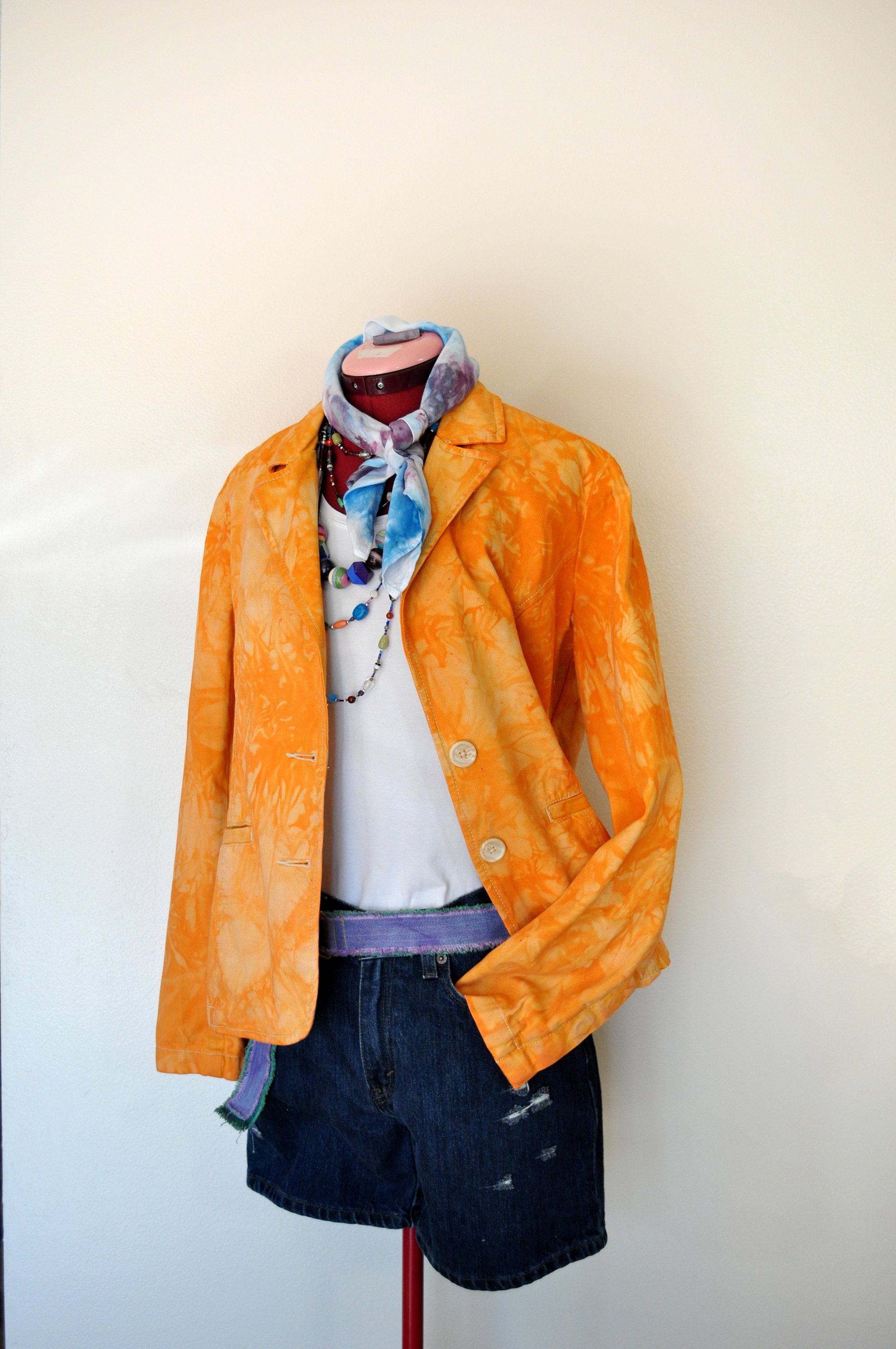 Orange Womens Cotton JACKET Yellow Orange Dyed Upcycled Havana Jacks Cafe Cotton Blazer Jacket Adult Women s Size 12 Medium 44 Chest Etsy Ireland