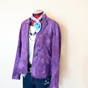 Purple Medium Denim JACKET Dusty Plum Dyed Upcycled Star Denim Blazer ...