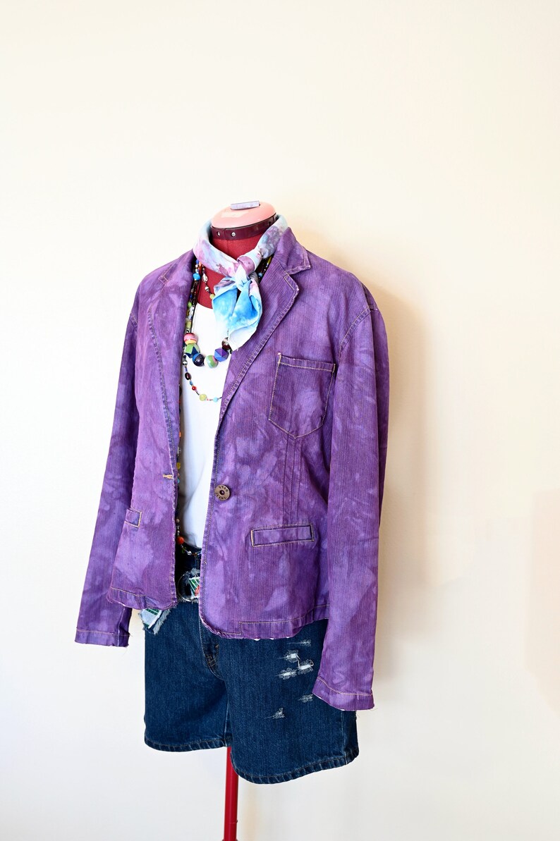 Purple Medium Denim JACKET Dusty Plum Dyed Upcycled Star Denim Blazer ...