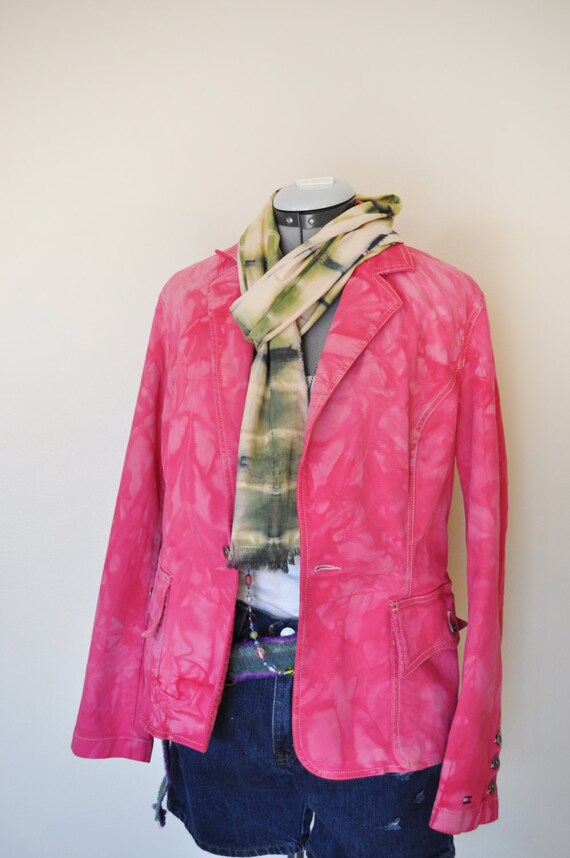 Pink Large Denim JACKET - Fuchsia Pink Hand Dyed … - image 1